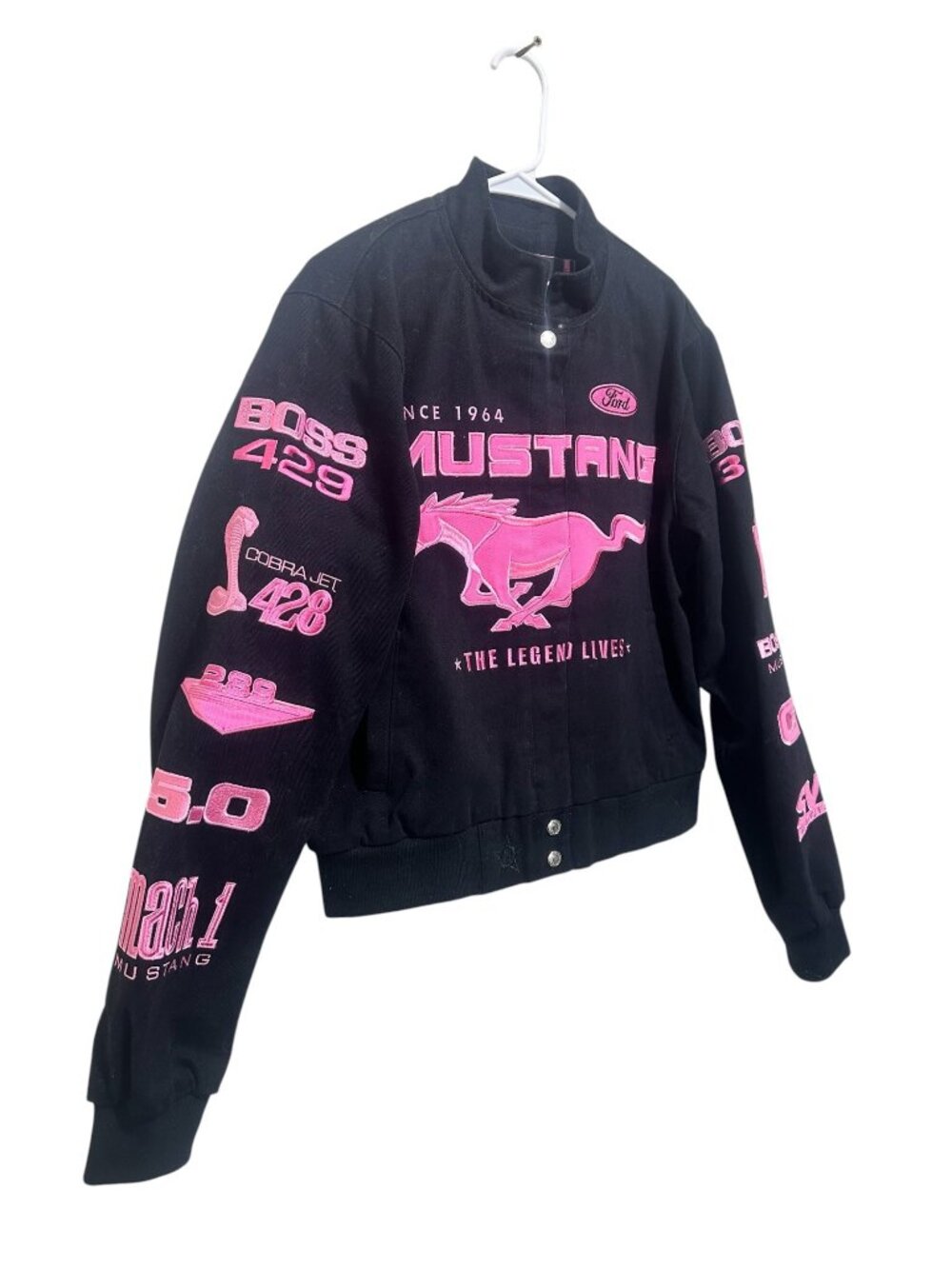 JH Design Ford Mustang Racing Jacket Womens Medium Embroidered Heavy Canvas Y2K - Picture 6 of 16